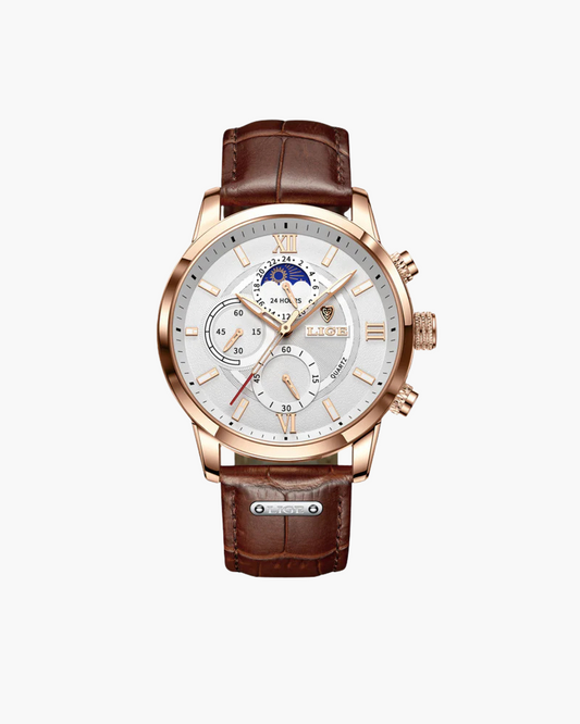 AV | New York Horloge - Leren Band